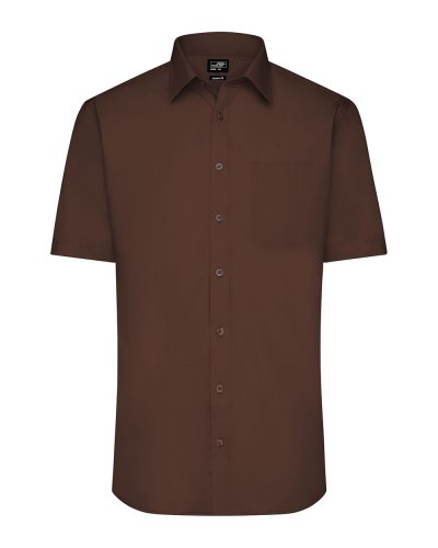 Men's Shirt Shortsleeve Poplin Brown