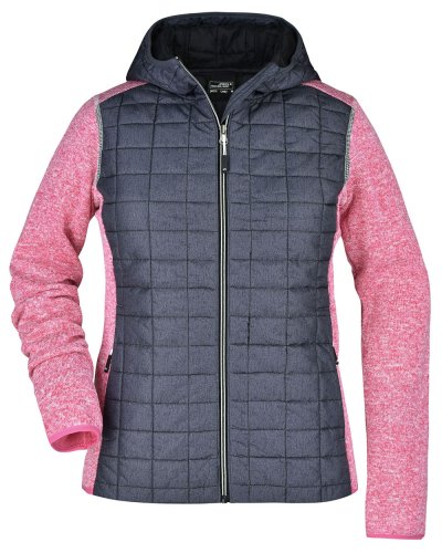 Ladies' Knitted Hybrid Jacket Pink-Melange/Anthracite-Melange