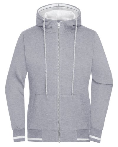 Ladies' Club Sweat Jacket Grey-Heather/White