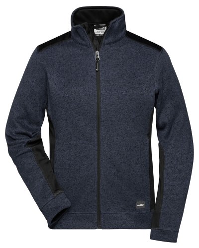 Ladies' Knitted Workwear Fleece Jacket - Strong Carbon-Melange/Black