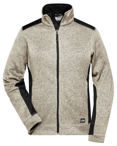 Ladies' Knitted Workwear Fleece Jacket - Strong Stone-Melange-Black