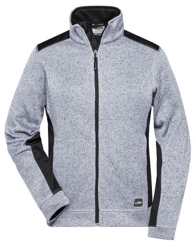 Ladies' Knitted Workwear Fleece Jacket - Strong White-Melange-Carbon