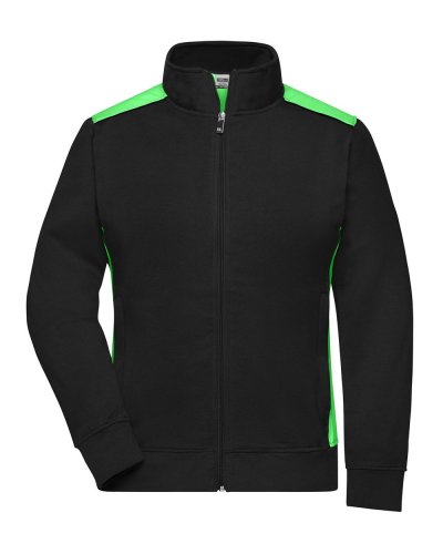 Ladies' Workwear Sweat Jacket - Color Black/Lime Green