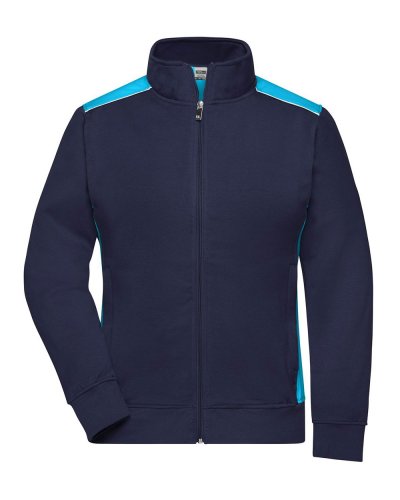 Ladies' Workwear Sweat Jacket - Color Navy/Turquoise