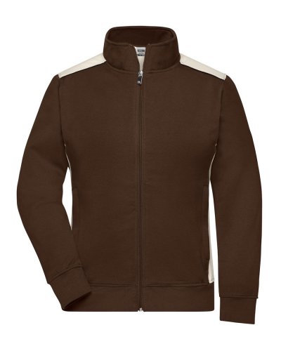 Ladies' Workwear Sweat Jacket - Color Brown/Stone