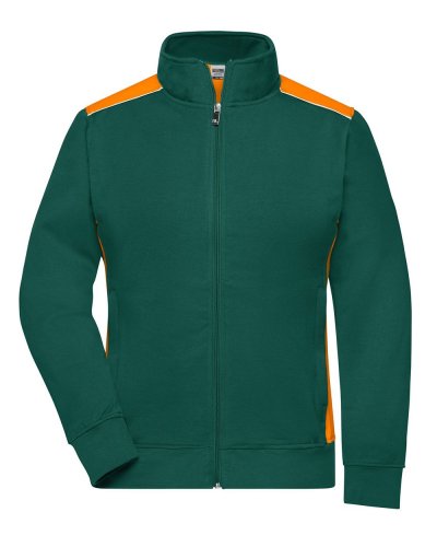 Ladies' Workwear Sweat Jacket - Color Dark-Green/Orange