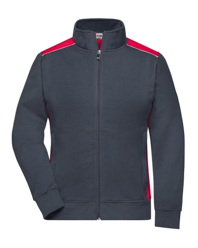 Ladies' Workwear Sweat Jacket - Color Carbon/Red