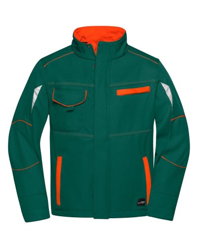Workwear Softshell Jacket - Color Dark-Green/Orange