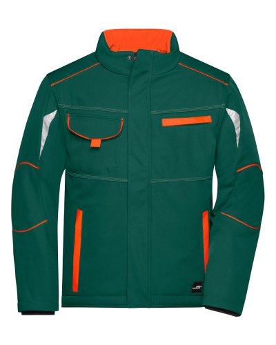 Workwear Softshell Padded Jacket - Color Dark-Green/Orange