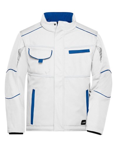 Workwear Softshell Padded Jacket - Color White/Royal