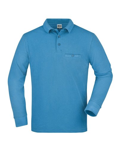 Men's Workwear Polo Pocket Longsleeve Aqua