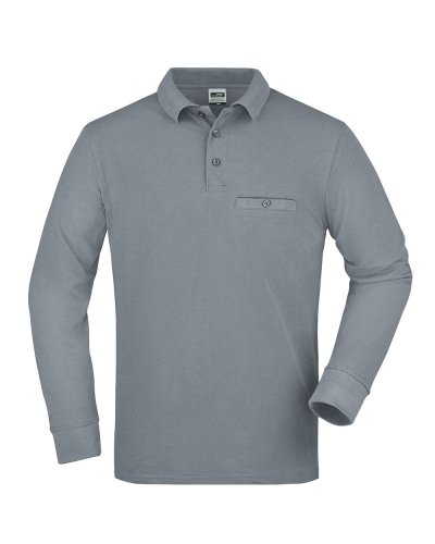 Men's Workwear Polo Pocket Longsleeve Grey Heather