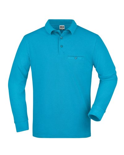 Men's Workwear Polo Pocket Longsleeve Turquoise