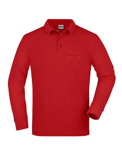 Men's Workwear Polo Pocket Longsleeve Red