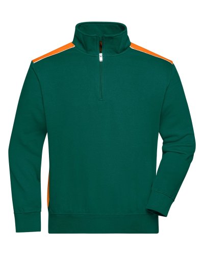 Workwear Half-Zip Sweat - Color Dark-Green/Orange