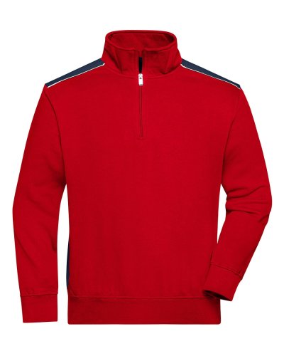 Workwear Half-Zip Sweat - Color Red/Navy