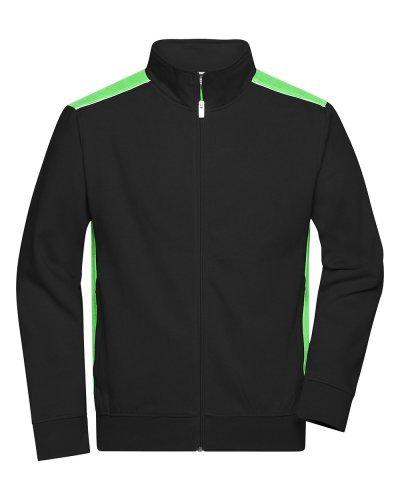 Men's Workwear Sweat Jacket - Color Black/Lime Green