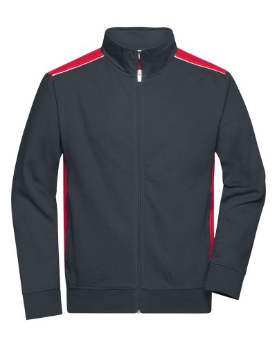 Men's Workwear Sweat Jacket - Color Carbon/Red