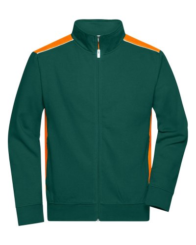 Men's Workwear Sweat Jacket - Color Dark-Green/Orange