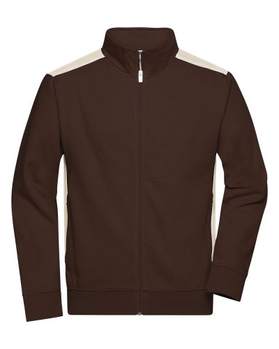 Men's Workwear Sweat Jacket - Color Brown/Stone
