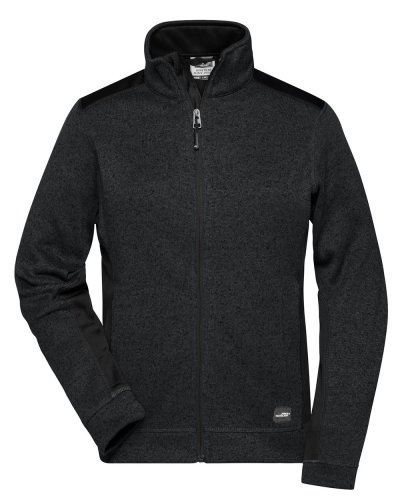 Ladies' Knitted Workwear Fleece Jacket - Strong Black / Black