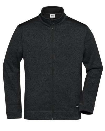 Men's Knitted Workwear Fleece Jacket - Strong Black / Black