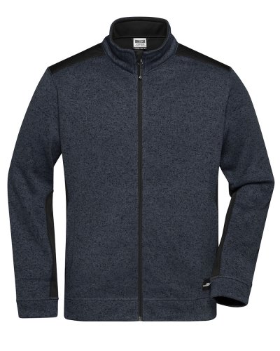 Men's Knitted Workwear Fleece Jacket - Strong Carbon-Melange/Black