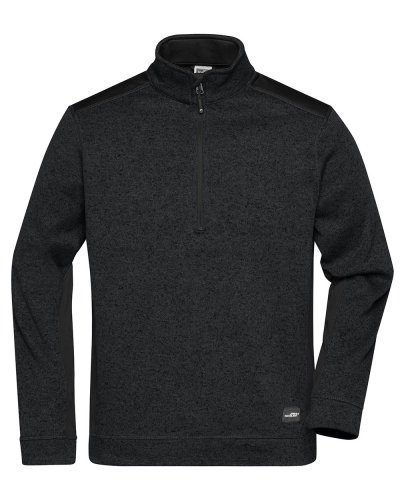 Men's Knitted Workwear Fleece Half-Zip - Strong Black / Black