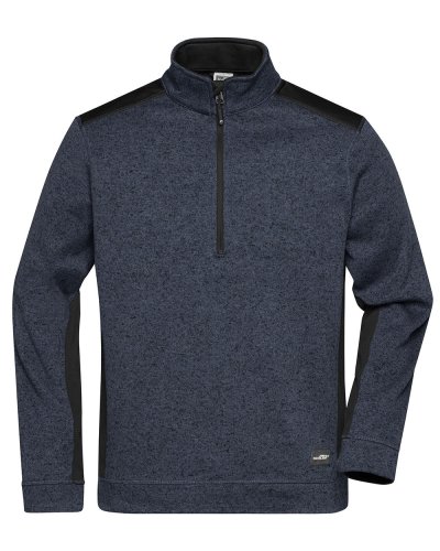 Men's Knitted Workwear Fleece Half-Zip - Strong Carbon-Melange/Black
