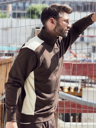 Workwear Felpa Half-Zip Nero/Lime 70% Cotone 290g/m²