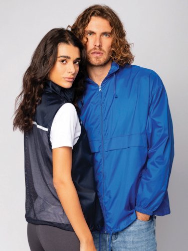 Giacca smanicata antivento unisex , catarifrangente