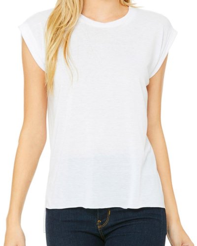 T-shirt donna manica corta flowy muscle White