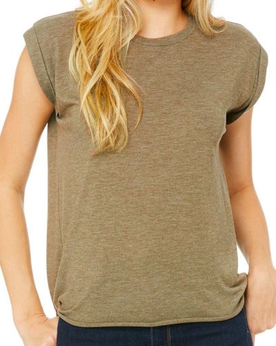 T-shirt donna manica corta flowy muscle Heather Olive