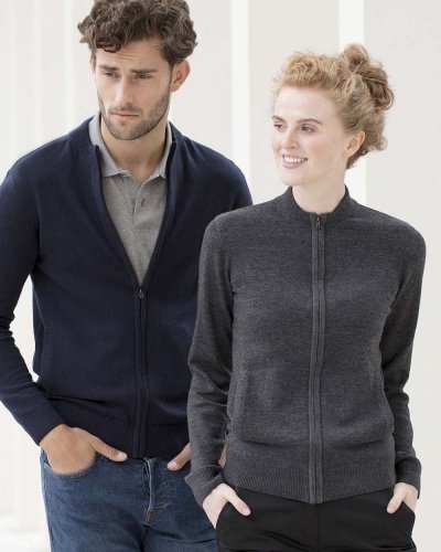 Unisex Zip Through Cardigan Grey marl