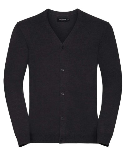 Men's V-Neck Knitted Cardigan Charcoal Marl