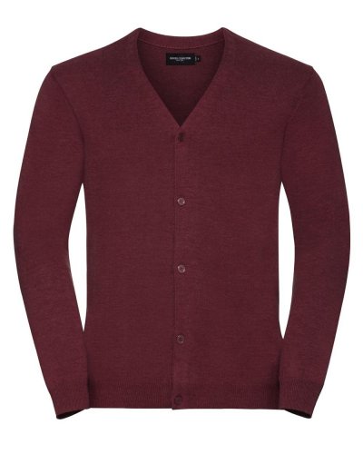 Men's V-Neck Knitted Cardigan Cranberry Marl