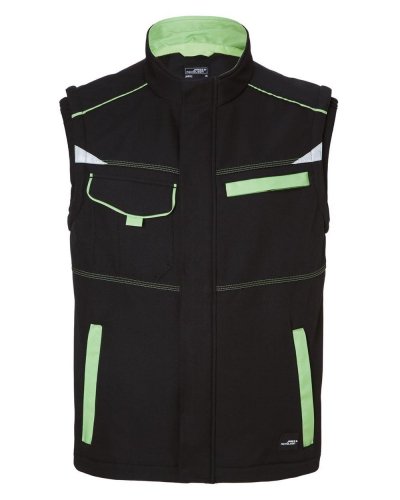 Workwear Softshell Vest - Color Black/Lime Green