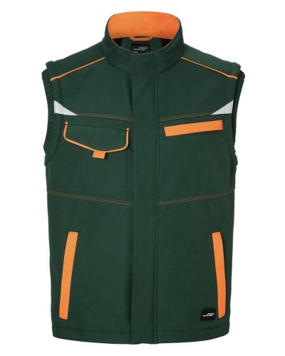 Workwear Softshell Vest - Color Dark-Green/Orange