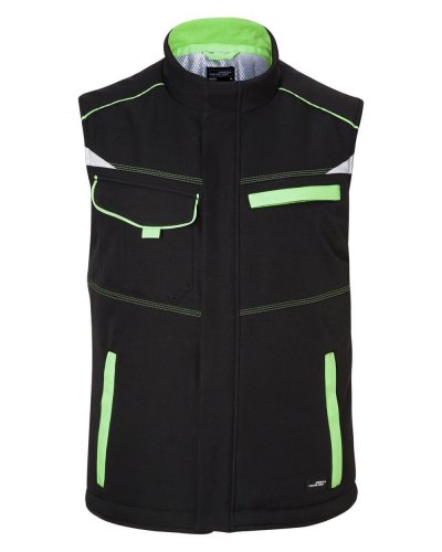 Workwear Softshell Padded Vest - Color Black/Lime Green