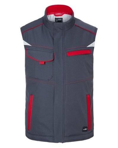 Workwear Softshell Padded Vest - Color Carbon/Red