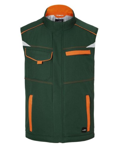 Workwear Softshell Padded Vest - Color Dark-Green/Orange