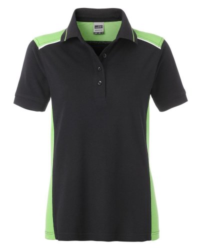Polo da lavoro Level 2 Donna - James & Nicholson Black/Lime Green