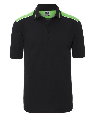 Polo da lavoro Level 2 - Uomo - James & Nicholson Black/Lime Green