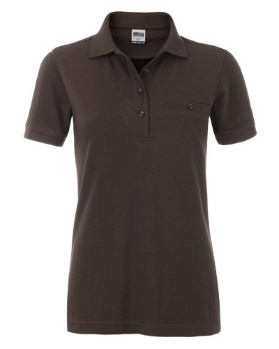 Polo manica corta da lavoro Pocket Donna Brown
