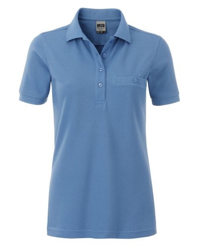 Polo manica corta da lavoro Pocket Donna Aqua