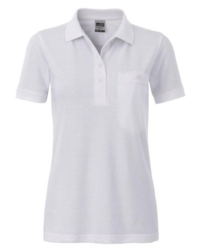 Polo manica corta da lavoro Pocket Donna White