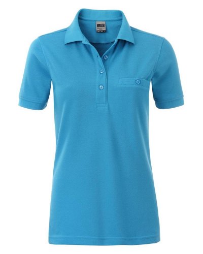 Polo manica corta da lavoro Pocket Donna Turquoise