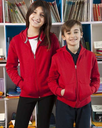 Felpa cappuccio french terry zip lunga bambino
