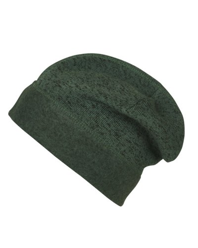 Knitted Fleece Workwear Beanie - Strong Dark-green-melange/Black
