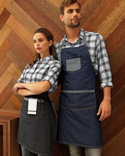 Domain Contrast Denim Bib Apron